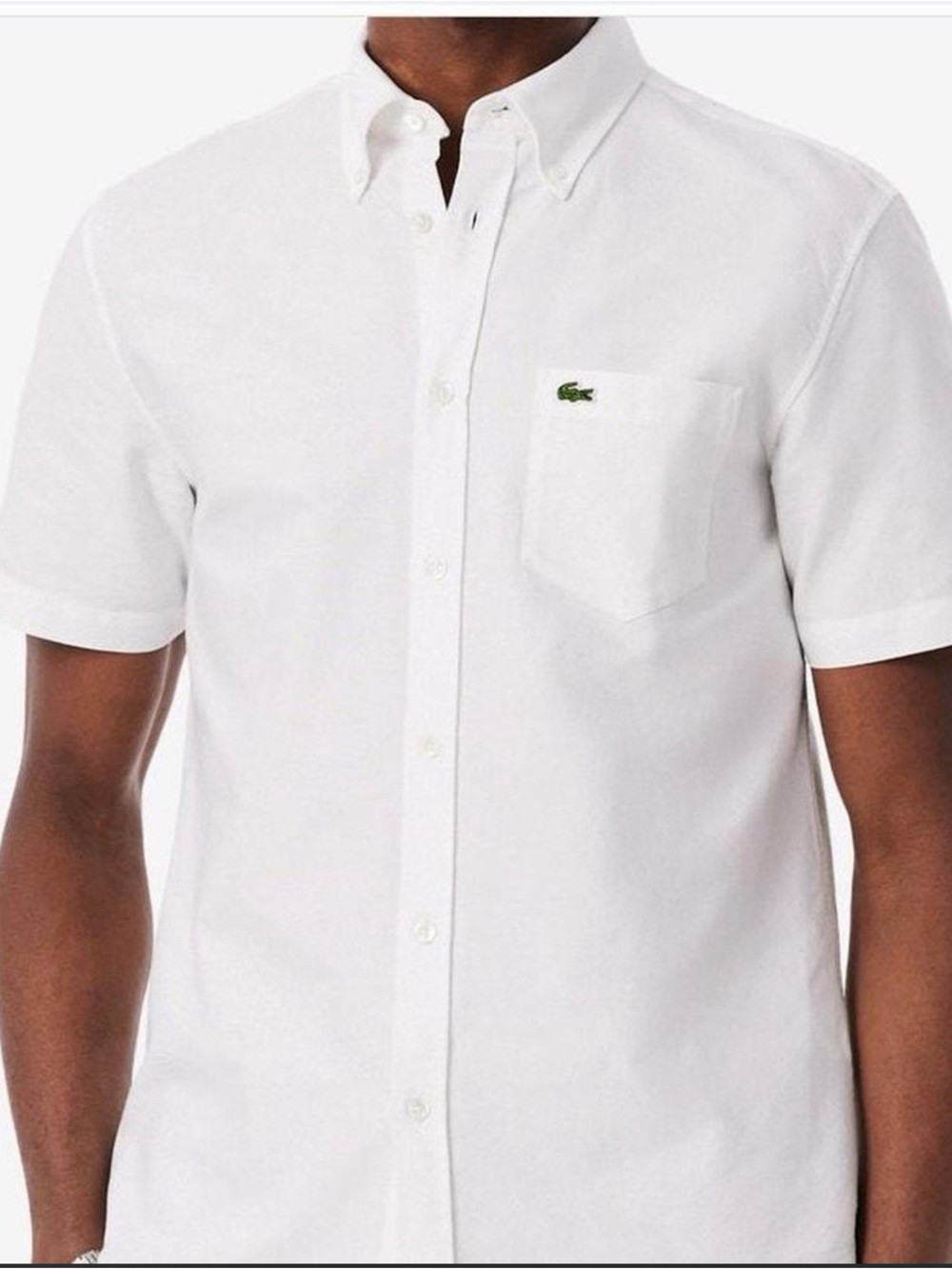 Vintage Lacoste Oxford Short Sleeve Button Down Shirt White Size 46